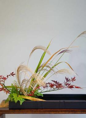 黑色铁艺方盘特大超大铁盘花器小原流写景琳派花盘日式中式插花