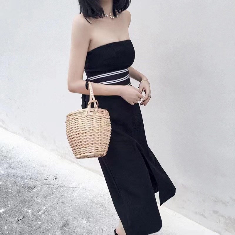 设计感腰封黑色抹胸连衣裙夏夏女2025新款高级感吊带裙气质收腰裙