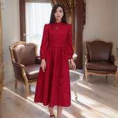 回门小礼服裙女连衣裙秋冬季 旗袍敬酒服红色冬天订婚2025新款 长袖