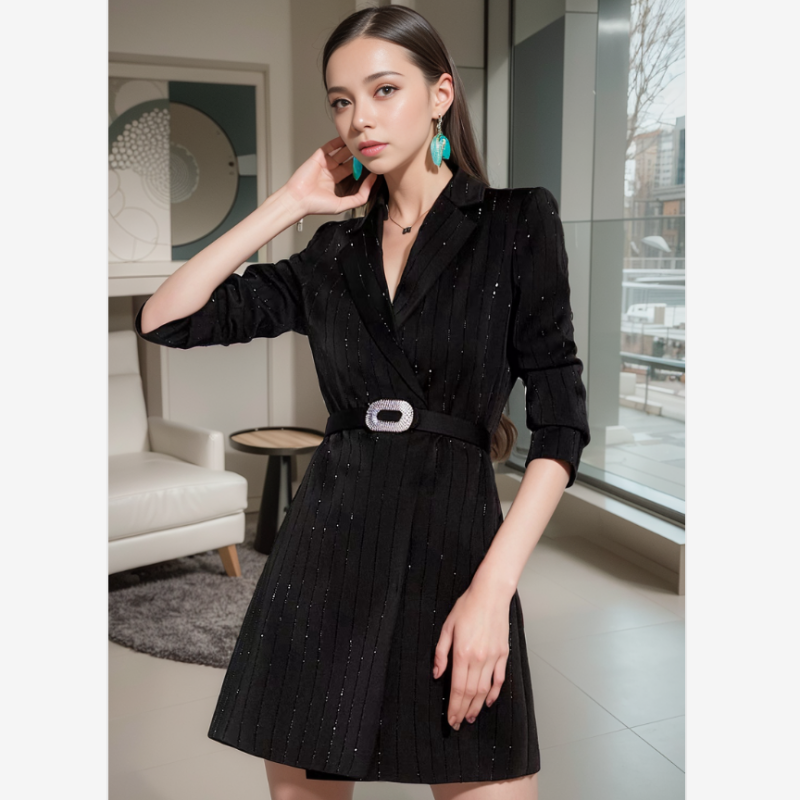 高级感西装连衣裙女2025秋冬新款气质西服外套职业套装赫本风裙子