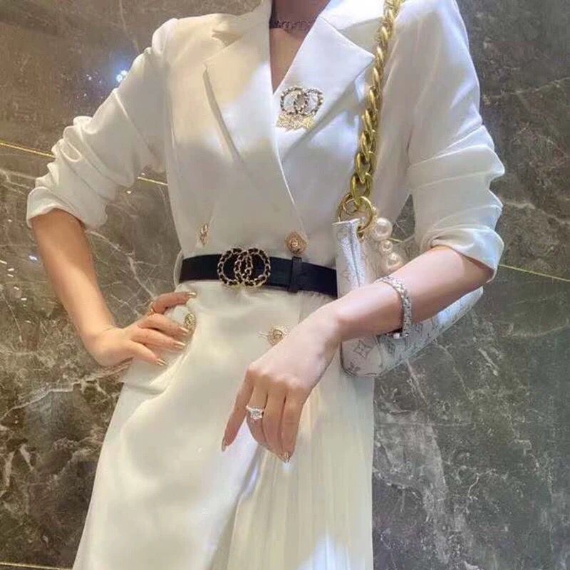 小黑裙女装2025夏装新款高腰显瘦长裙长袖百褶裙西装打底连衣裙