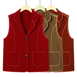 西装马甲女洋气秋季新款中年妈妈装纯色春秋气质西服坎肩显瘦马甲