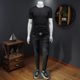 2025夏季男士新款双丝光棉短袖t恤潮流圆领半袖上衣男25002P75，男装T恤，钱塘6036（原3026）