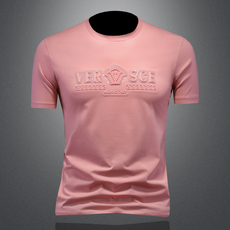 2025夏季新款丝光棉短袖t恤男士潮流休闲圆领半袖上衣26027P75，男装T恤，钱塘6036（原3026）