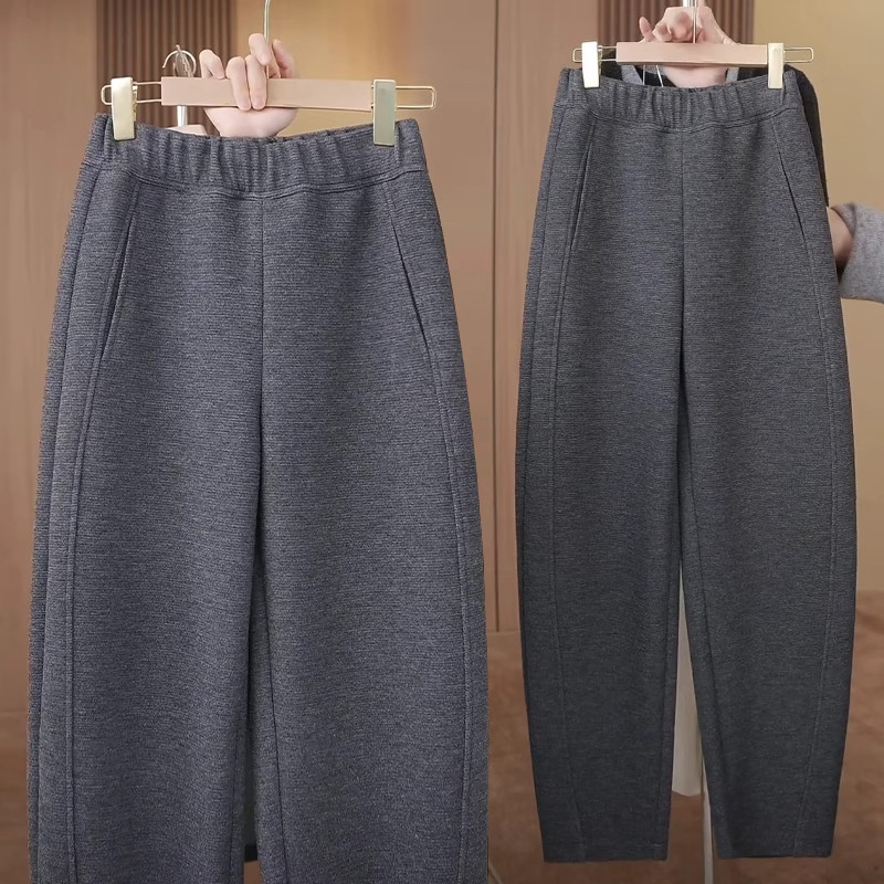 灰色羊毛弯刀裤女秋冬2025新款高腰宽松休闲阔腿裤加绒加厚香蕉裤,女装/女士精品,大码裤装,淘宝优惠券,粉丝福利购,淘宝优惠卷