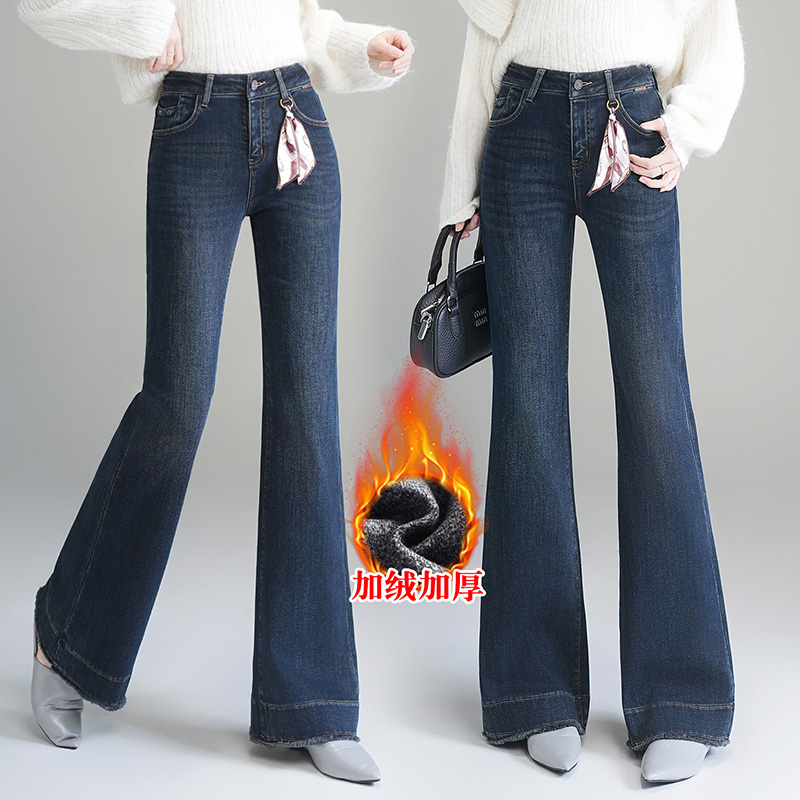 复古高腰微喇牛仔裤女2025新款