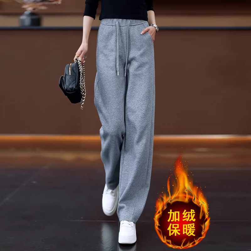 阔腿运动裤女秋季2025新款高腰垂感弯刀裤子宽松显瘦灰色直筒卫裤,女装/女士精品,大码裤装,淘宝优惠券,粉丝福利购,淘宝优惠卷