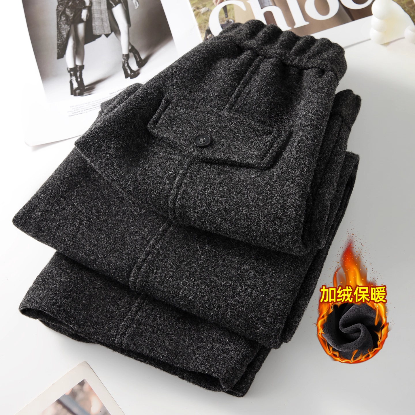 高腰羊绒阔腿裤女秋冬季2025新款