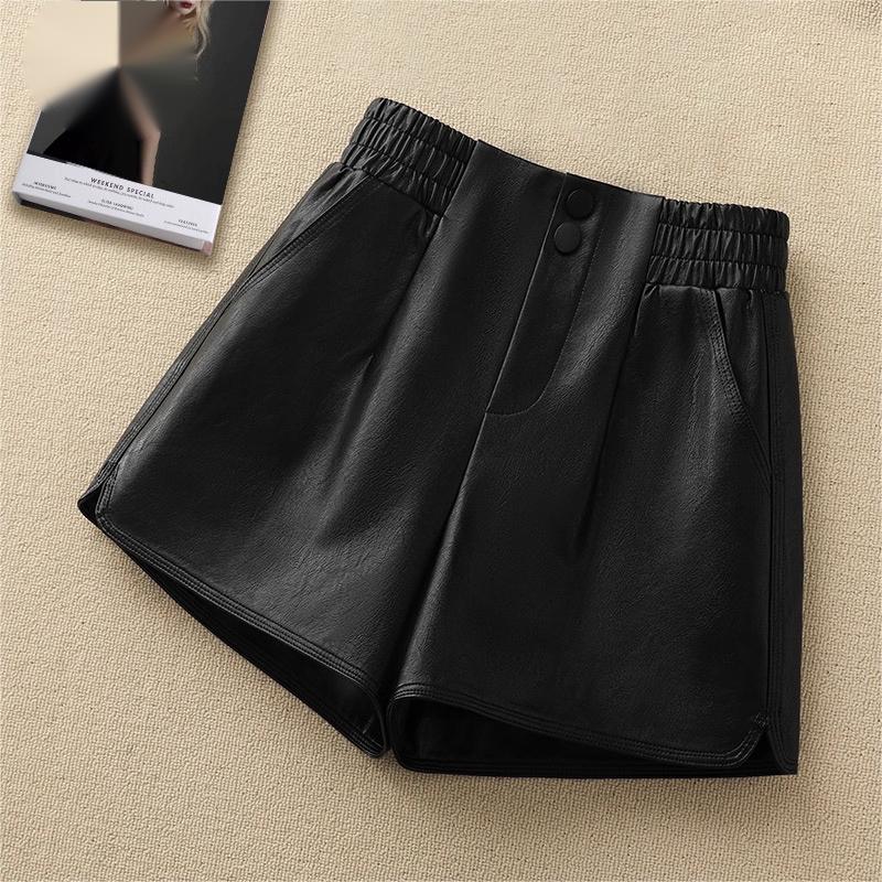黑色PU皮裤短裤女2025新款冬高腰