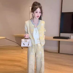 时尚新中式国风套装女2026春夏新款高级感防晒衫外套阔腿裤两件套