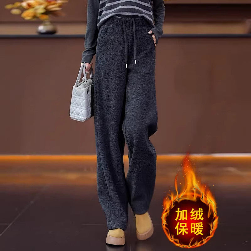 加绒羊毛阔腿裤女冬季2025新款高腰宽松垂感加厚窄版直筒毛呢裤子,女装/女士精品,大码裤装,淘宝优惠券,粉丝福利购,淘宝优惠卷