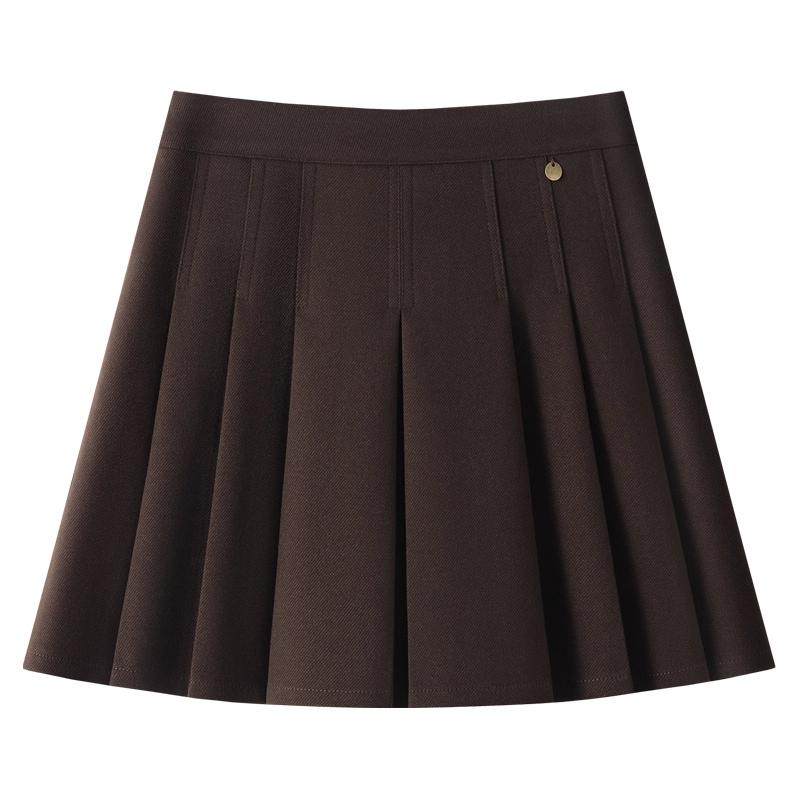 咖色毛呢半身裙女2025新款季高腰显瘦百褶裙高级感气质a字短裙子,女装/女士精品,大码半身裙,淘宝优惠券,粉丝福利购,淘宝优惠卷