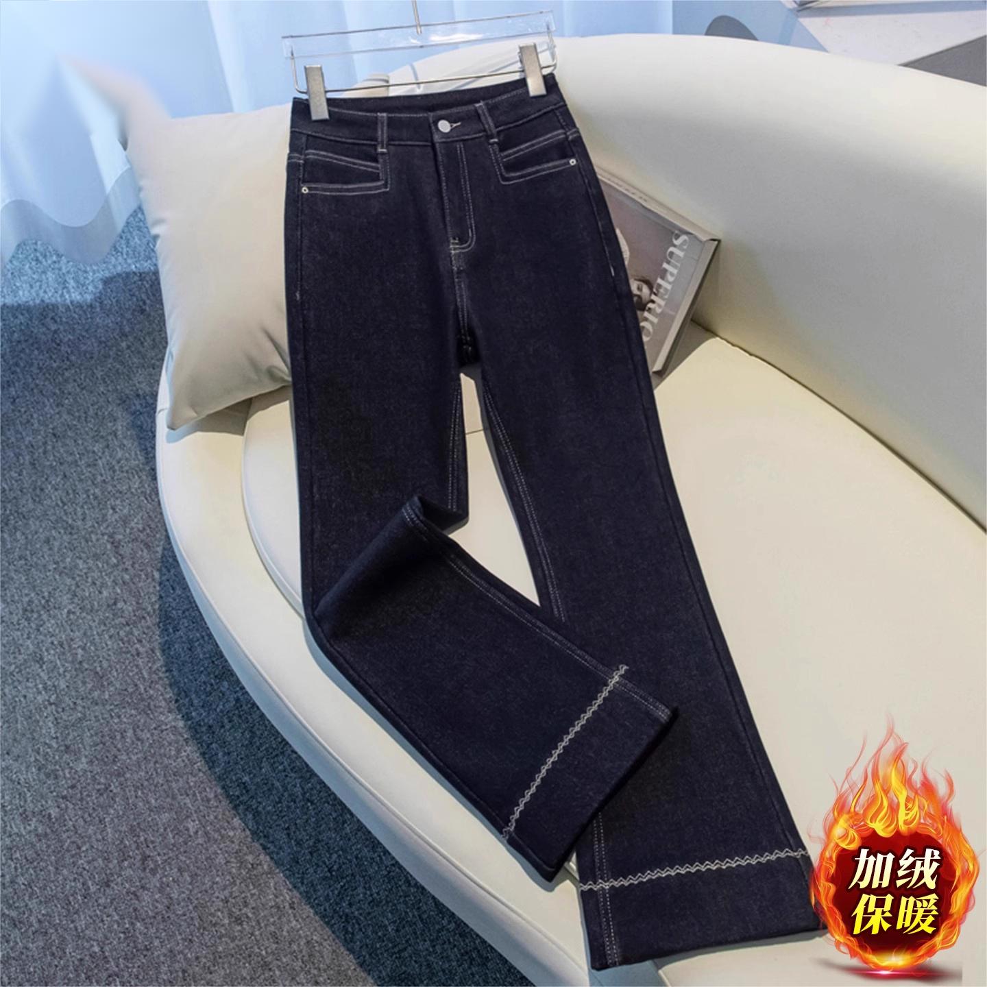 加厚九分牛仔裤超好看微喇裤女