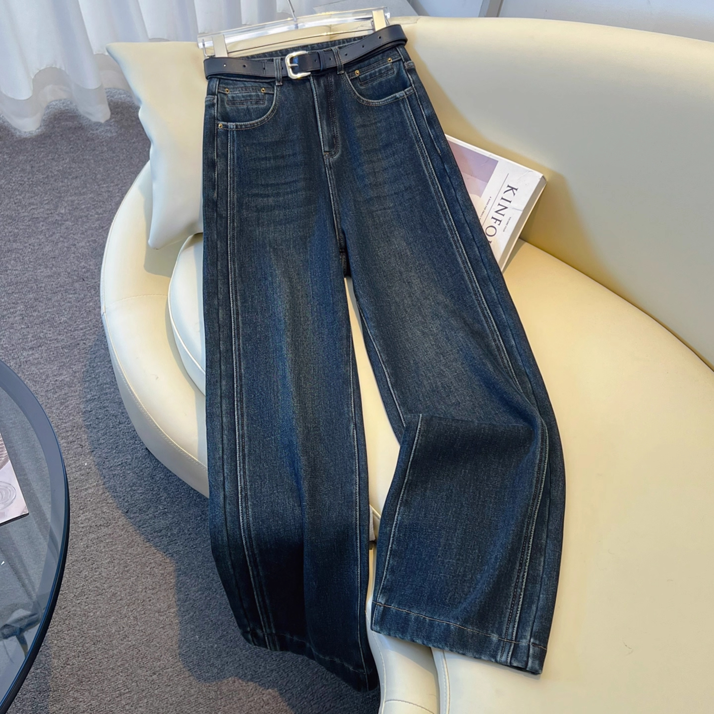 复古阔腿裤牛仔裤女春秋2025新款