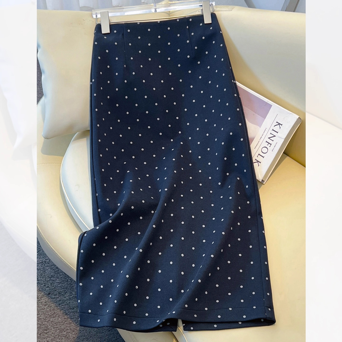 气质毛呢波点半身裙女春秋季