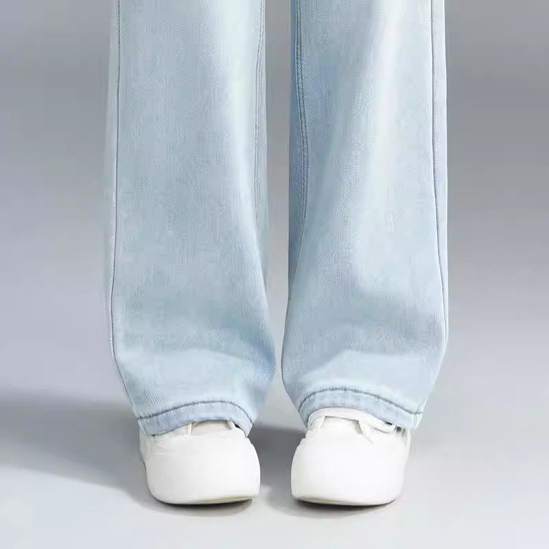 浅色阔腿牛仔裤女2026年春秋季高腰显瘦刺绣百搭休闲宽松直筒裤子,女装/女士精品,大码裤装,淘宝优惠券,粉丝福利购,淘宝优惠卷