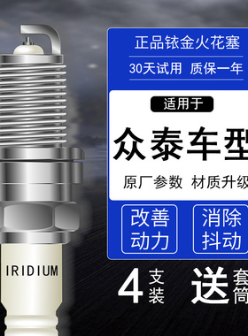 适配众泰T600 Z560 2008 5008 Z300 SR7 SR9大迈X5 X7铱金火花塞