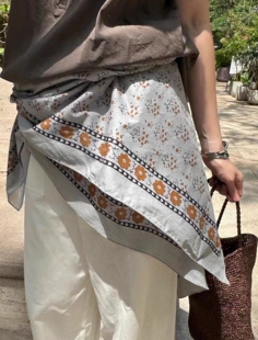 法式 复古小碎花印花纯棉大方巾围巾头巾百搭休闲披肩多用途搭配潮