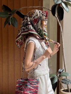 非洲动物图腾设计感百搭丝巾女一片裙帘披肩方巾头巾多用搭配潮品