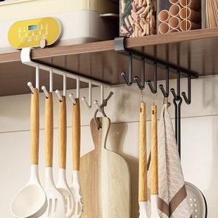 厨房置物架无痕免打孔挂钩一排橱柜门挂架挂钩架悬挂式收纳整理架