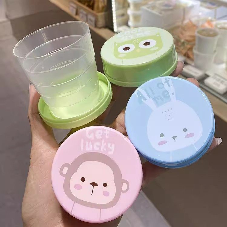 折叠猫爪水杯创意居家迷你漱口杯户外便携式伸缩杯旅行杯压缩杯子
