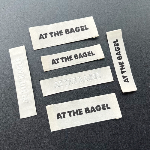 AT THE BAGEL 韩国领标现货 高密度织唛环保丝印服装商标定制设计