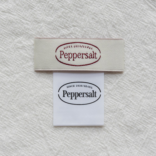 Peppersalt韩国领标洗水标现货 双锦高密度织唛 水洗侧标布标定制