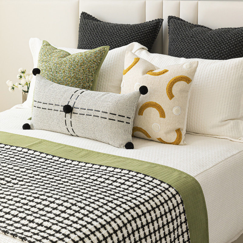 现代简约样板间儿童房绿色系床品多件套酒店民宿床旗抱枕搭毯组合,居家布艺,靠垫/抱枕,淘宝优惠券,粉丝福利购,淘宝优惠卷