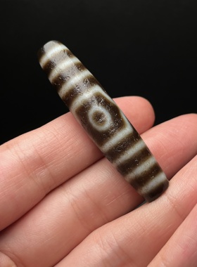 精品高油润天珠吊坠三眼天珠纹路清晰包浆自然风化效果好
