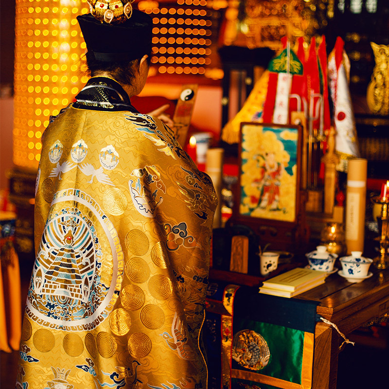 白鹤飞道家清代老法衣复原版提花织金仿妆花高功道袍