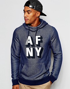 Abercrombie&Fitch/AF 男士新款修身抓绒连帽卫衣