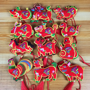 端午节礼物挂脖新款带响红色十二生肖挂件庆阳荷包双面刺绣属相