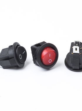 船型开关 圆形翘板红色按钮电源开关 2脚2挡卡式 3A250V 开孔15