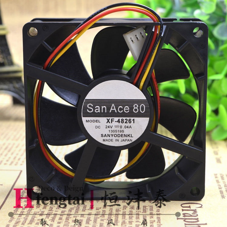 原装山洋 XF-48261 8025 24V 0.04A 3线 8CM 高端散热风扇 超静音