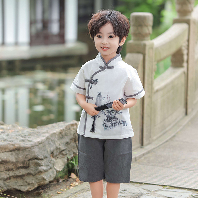 汉服男童中国风唐装宝宝夏季中式套装儿童国学服古风童装帅气古装