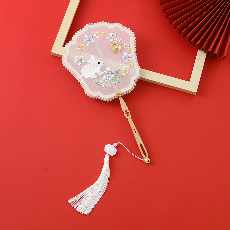 女童古风扇子仙气古代汉服团扇图片