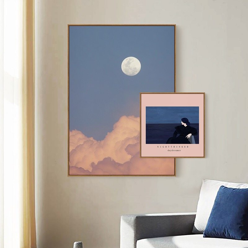 色彩创意蓝色风景叠加装饰画客厅沙发背景挂画北欧简约卧室床头画,家居饰品,现代装饰画,淘宝优惠券,粉丝福利购,淘宝优惠卷