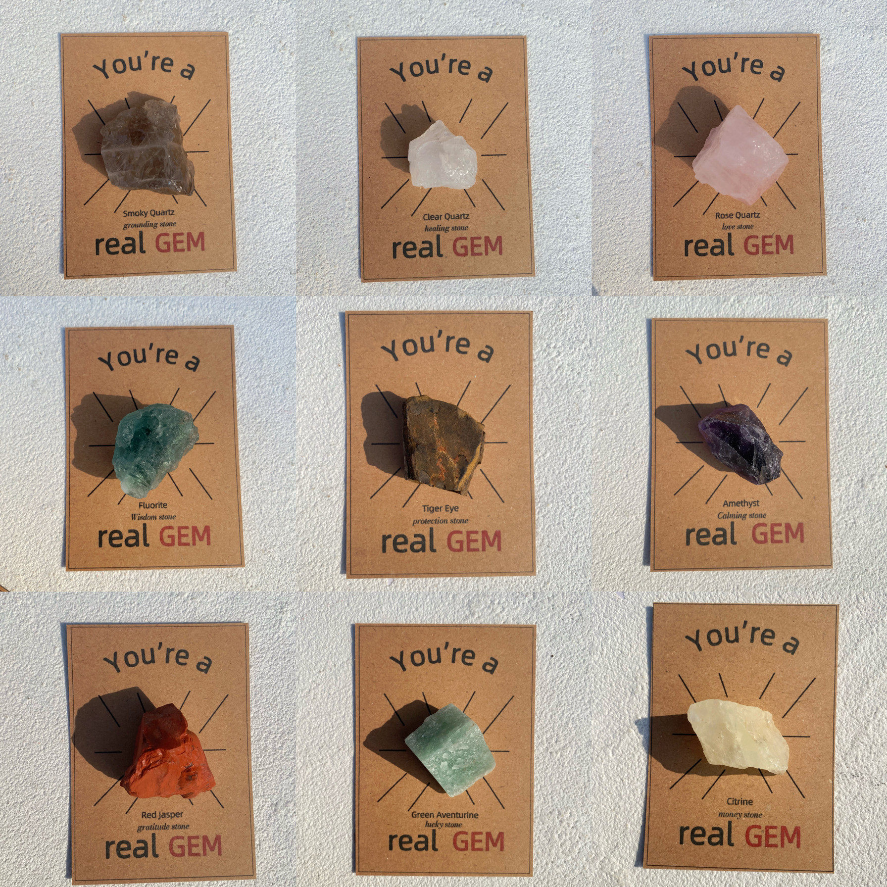 天然水晶原石宝石卡片套装家居装饰品办公室桌面摆件生日礼物,家居饰品,桌面摆件,淘宝优惠券,粉丝福利购,淘宝优惠卷