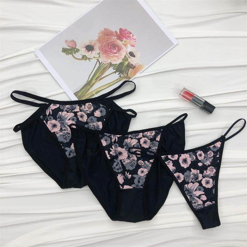 24年超大码欧美黑色新款女士印花性感中低腰细带三角裤丁字裤组合,女士内衣/男士内衣/家居服,女三角裤,淘宝优惠券,粉丝福利购,淘宝优惠卷