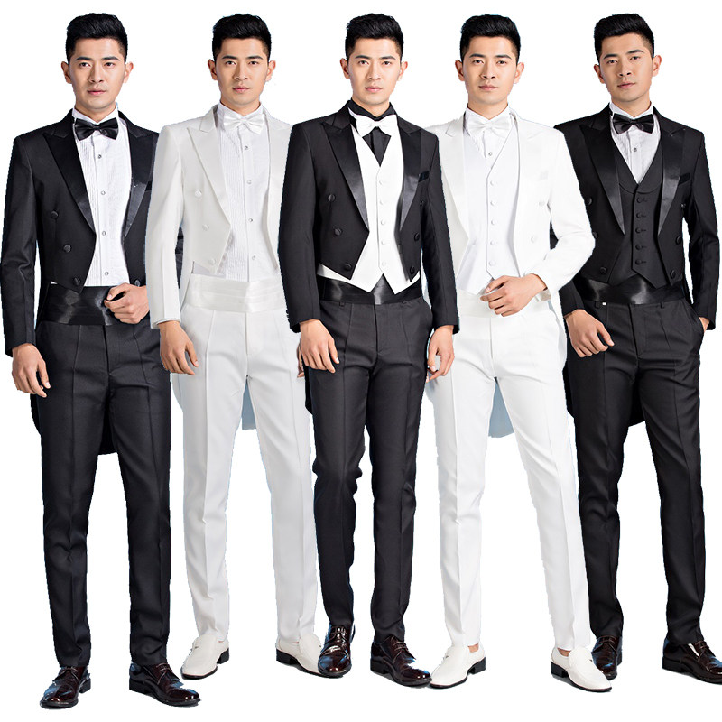 TUXEDO MALE SLIM DRESS STAGE PERFORMANCE COSTUME MAGIC ART TEST MALE CONDUCTOR CHORUS SUIT SHOW HOST SUIT