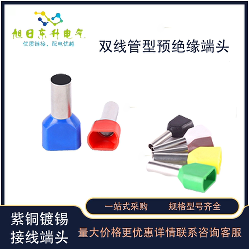 管型预绝缘端子te1010双线欧式针型管状冷压接线端针形压线铜管