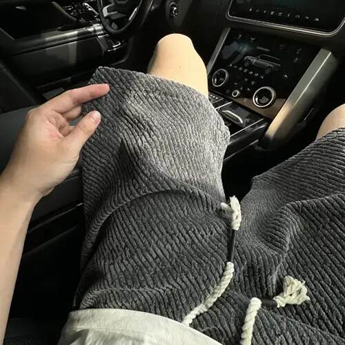 针织小香风条纹短裤男款夏季