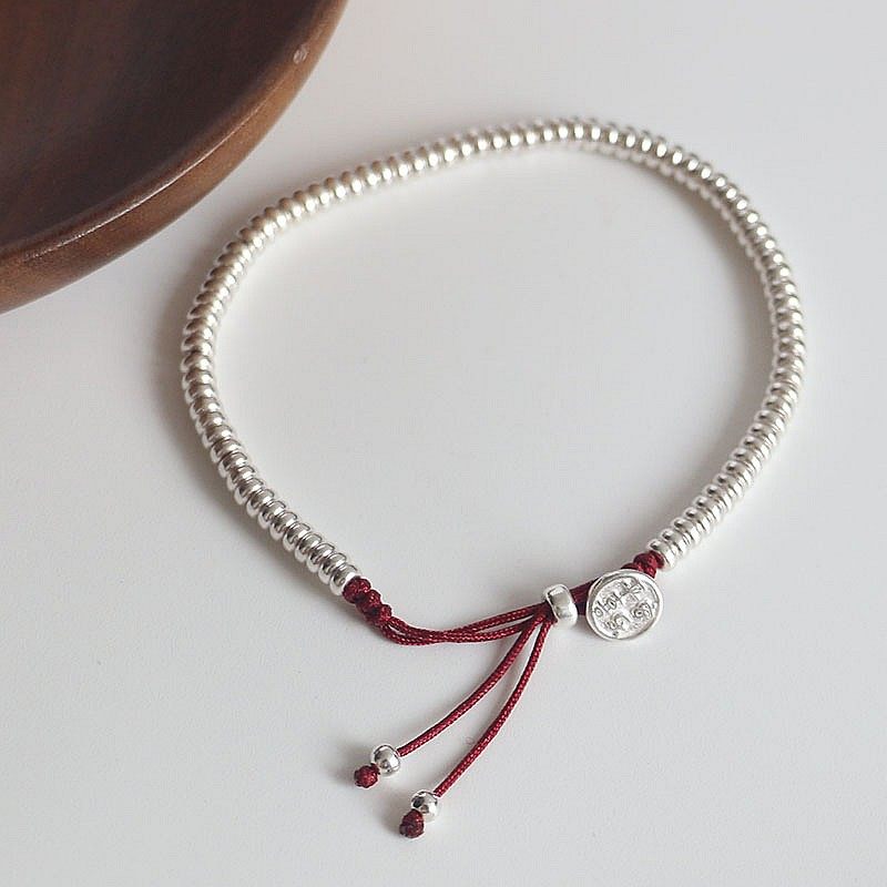 S925纯银平安喜乐钱串子盘缠手链女小众设计感红绳手串女友送礼,饰品/流行首饰/时尚饰品新,银饰手链,淘宝优惠券,粉丝福利购,淘宝优惠卷