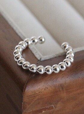 圆珠S925银开口戒指可调