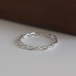 无穷无尽极细S999足银无限大符号闭口戒指女简约高级感指环闺蜜戒