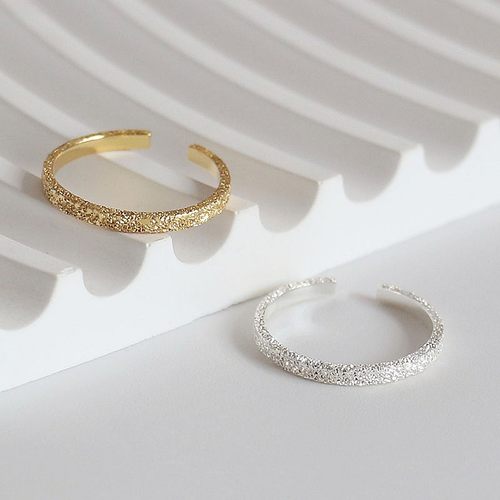 S925纯银磨砂银色金色戒指