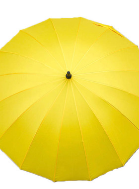 雨中想你小黄色长柄雨伞 弯钩纯黄色韩剧同款黄伞16骨情侣长柄伞