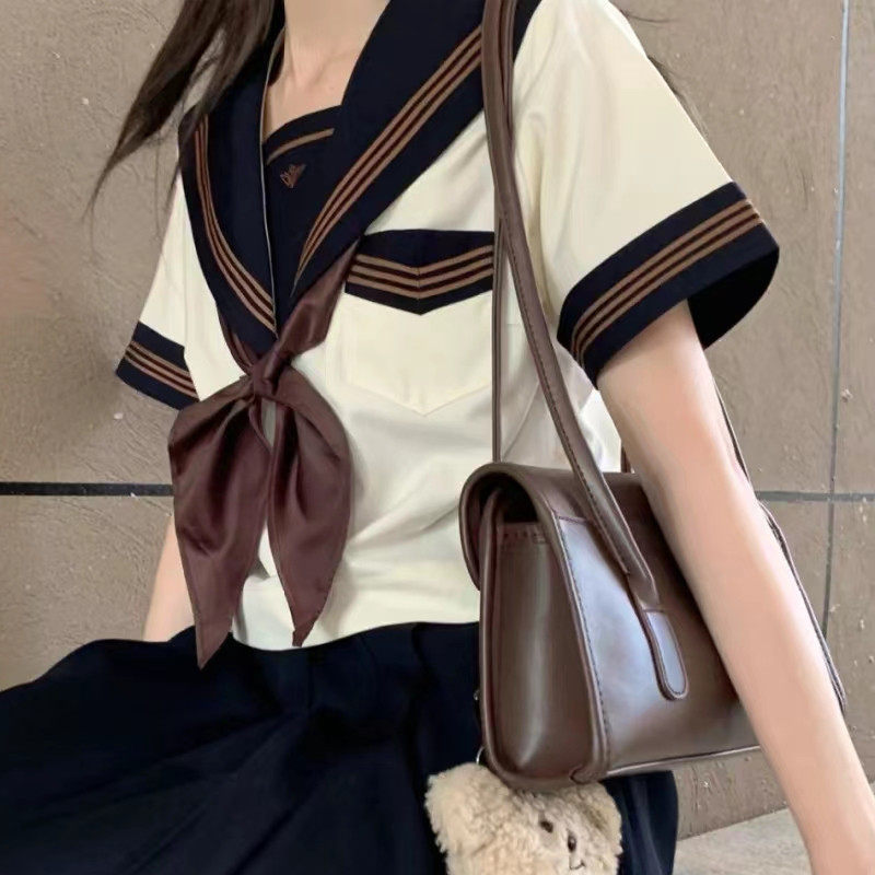 츠키노 하우스 차 깃털 미디엄 슈트 JK 스커트 여성  세일러복 긴팔 모피 스웨터 가디건 가을 겨울