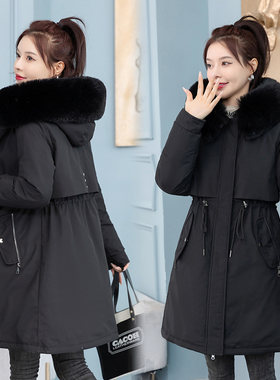 冬季加厚大毛领连帽显瘦女棉服