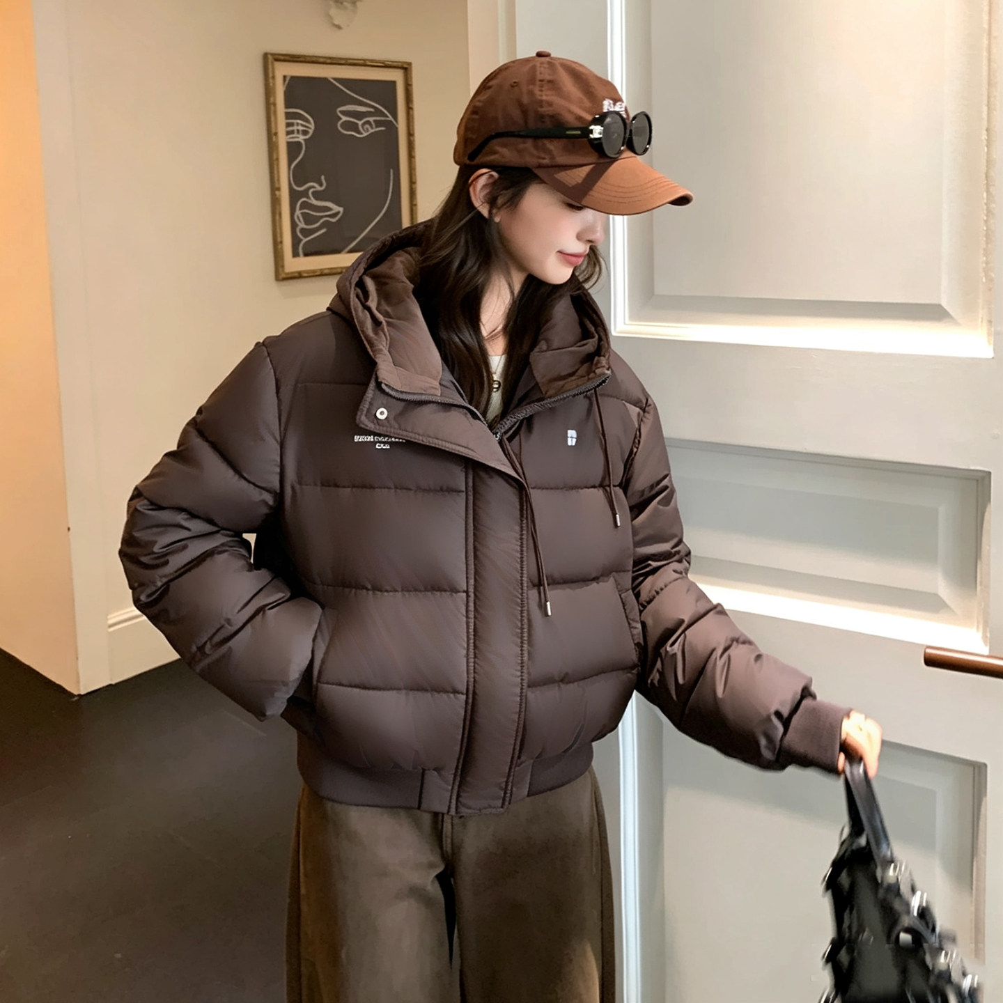 冬季韩版连帽加厚宽松女棉服